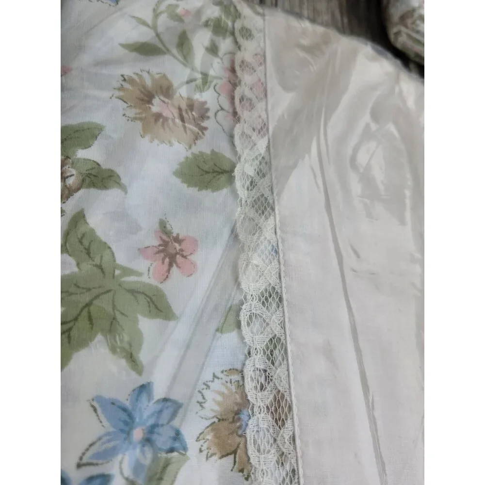 Vintage Bibb Double Full Fitted Flat 2 Pillow Sheet Set Tapestry Rose Floral New